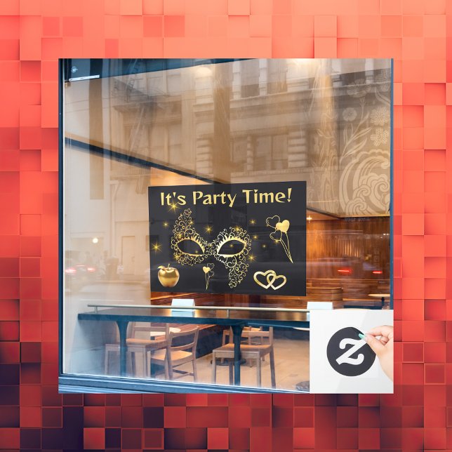 Autocollant Pour Fenêtre Gold Masquerade C'est l'heure de la fête | (Créateur téléchargé)