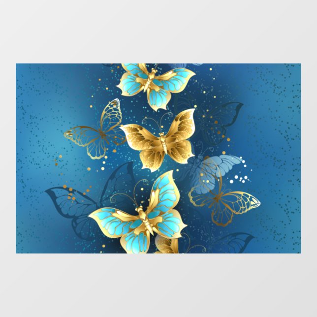 Autocollant Pour Fenêtre Golden butterflies (Feuille)