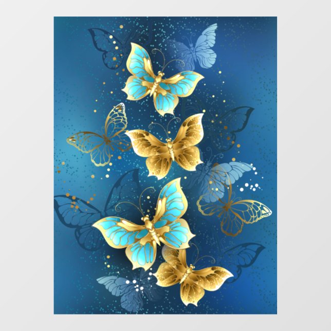 Autocollant Pour Fenêtre Golden butterflies (Feuille)