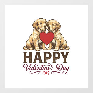 Autocollant Pour Fenêtre Golden Retriever Joyeuse Saint-Valentin