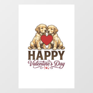 Autocollant Pour Fenêtre Golden Retriever Joyeuse Saint-Valentin