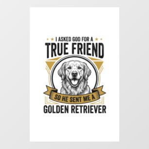 Autocollant Pour Fenêtre Golden Retriever Vrai Ami Vintage Amateur de Chien