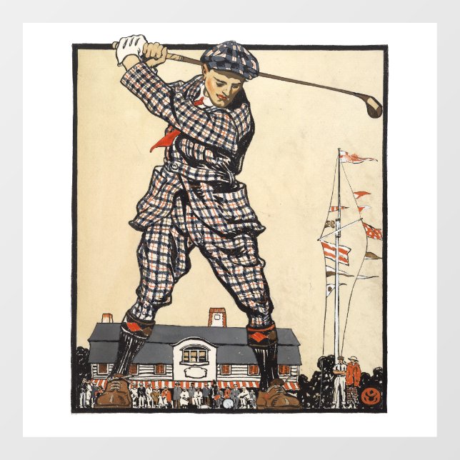 Autocollant Pour Fenêtre Golf Golfer Vintage Golf antique (Feuille)