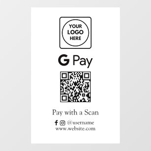 Autocollant Pour Fenêtre Google Pay QR Paiement professionnel sans contac