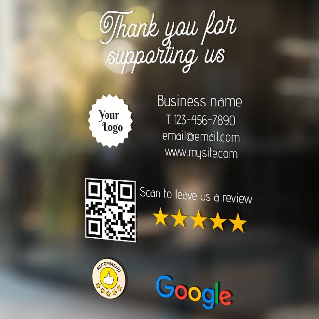 Autocollant Pour Fenêtre Google Review My Business Black Qr Code Logo (Google Review My Business Black Qr Code Logo Window Cling)