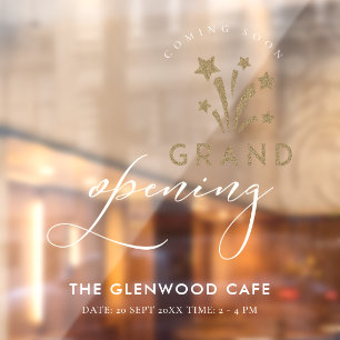 Autocollant Pour Fenêtre Grand feu d'artifice Star Gold Bientôt blanc