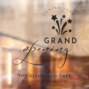 Autocollant Pour Fenêtre Grand feu d'ouverture Star Black Bientôt