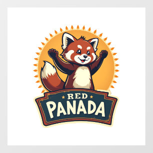 Autocollant Pour Fenêtre Graphique Animal Rétro Panda Rouge Dabbing Vintage