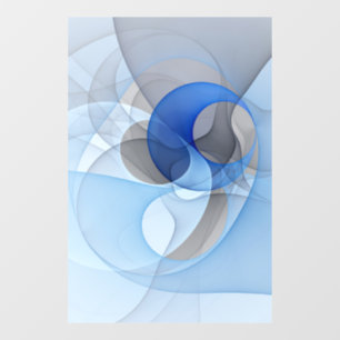 Autocollant Pour Fenêtre Graphique d'art fractal gris bleu Abstrait moderne