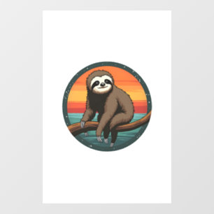 Autocollant Pour Fenêtre Graphisme de paresseux vintage Art d'animal de jun