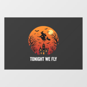 Autocollant Pour Fenêtre Graphisme de sorcière d'Halloween volant la nuit_1
