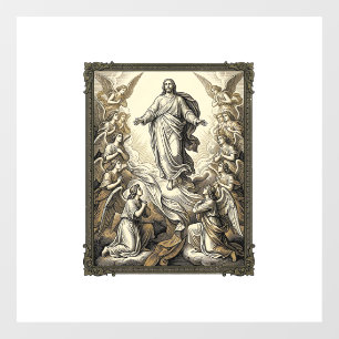 Autocollant Pour Fenêtre Gravure d'ange d'ascension vintage Vector Art_1