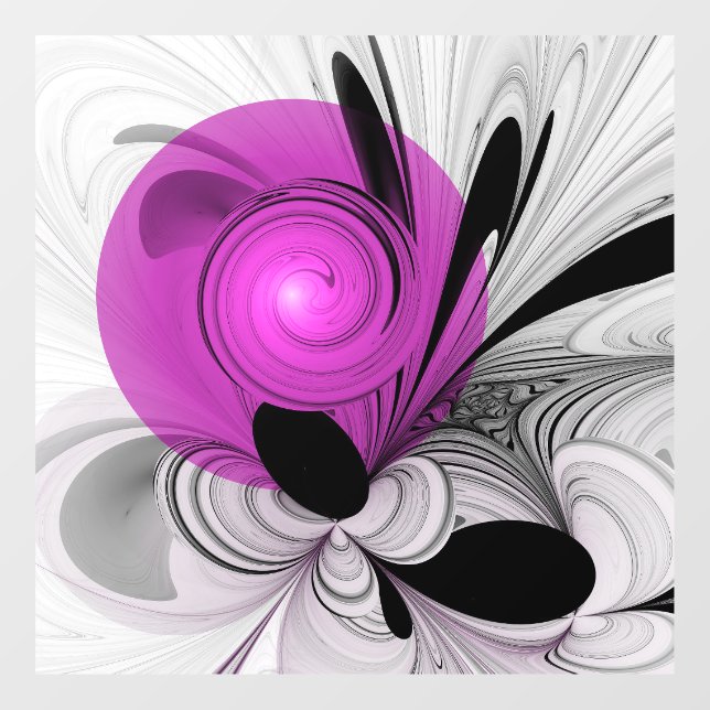 Autocollant Pour Fenêtre Gris Noir Abstrait Avec Art Fractal Magenta (Feuille)