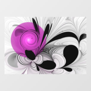 Autocollant Pour Fenêtre Gris Noir Abstrait Avec Art Fractal Magenta