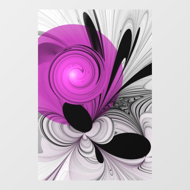 Autocollant Pour Fenêtre Gris Noir Abstrait Avec Art Fractal Magenta (Feuille)