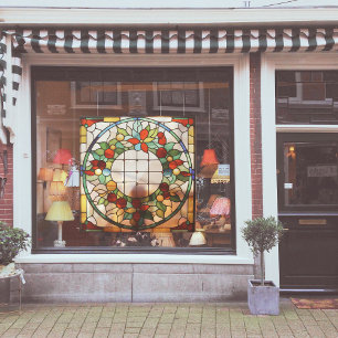 Autocollant Pour Fenêtre Grosse couronne de Noël en verre de Faux