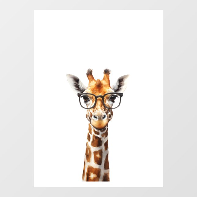 Autocollant Pour Fenêtre Grosse girafe avec lunettes (Feuille)