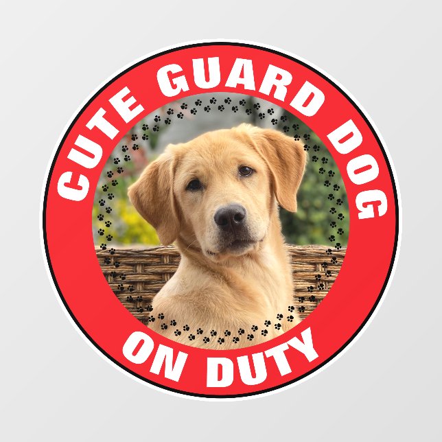 Autocollant Pour Fenêtre Guard Dog On Duty Alert Custom Pet Photo Cute (Feuille)