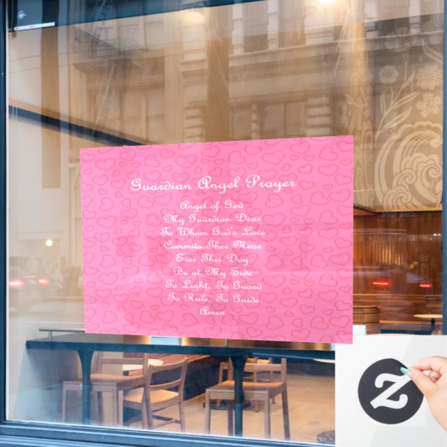 Autocollant Pour Fenêtre Guardian Angel Prière rose (Fenêtre de café)