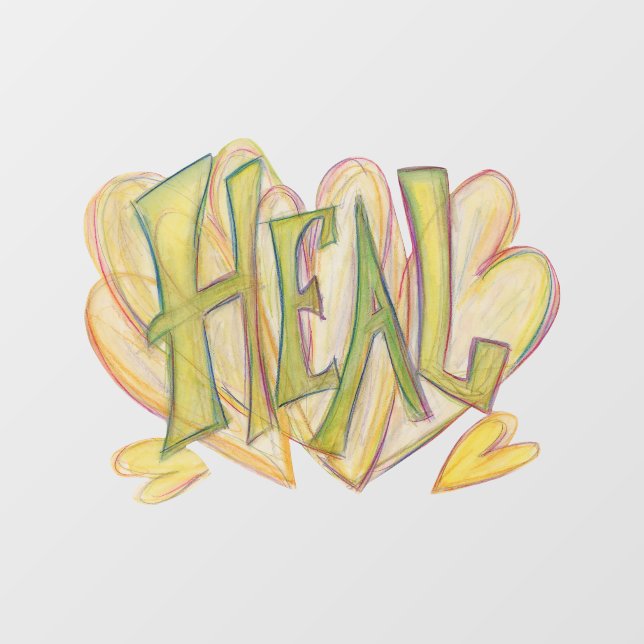 Autocollant Pour Fenêtre Guérir les coeurs Mot Art Inspiration Fenêtre Clas (Feuille)