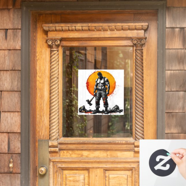 Autocollant Pour Fenêtre guerrier barbare médiéval imaginaire hummer force (Porte d'accueil)