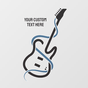 Autocollant Pour Fenêtre Guitare stylisée de texte personnalisé