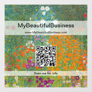 Autocollant Pour Fenêtre Gustav Klimt - Jardin de fleurs Code QR