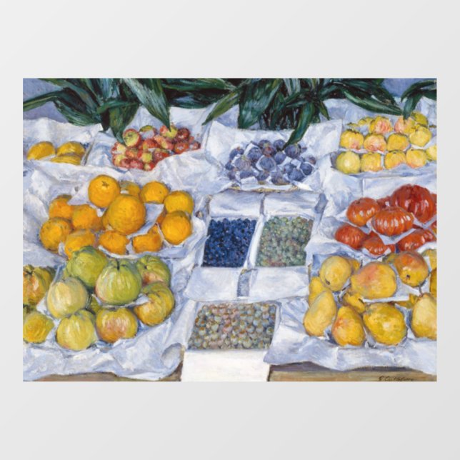 Autocollant Pour Fenêtre Gustave Caillebotte - Fruits présentés sur un socl (Feuille)