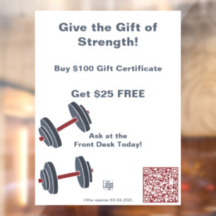 Autocollant Pour Fenêtre Gymnase Minimale Toute L'Année Certificat Cadeau P