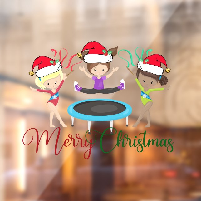 Autocollant Pour Fenêtre Gymnastique Noël mignonne Gymnaste Girls (Feuille 2)