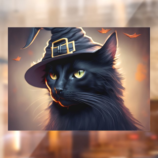 Autocollant Pour Fenêtre Halloween de chat noir (Feuille 2)