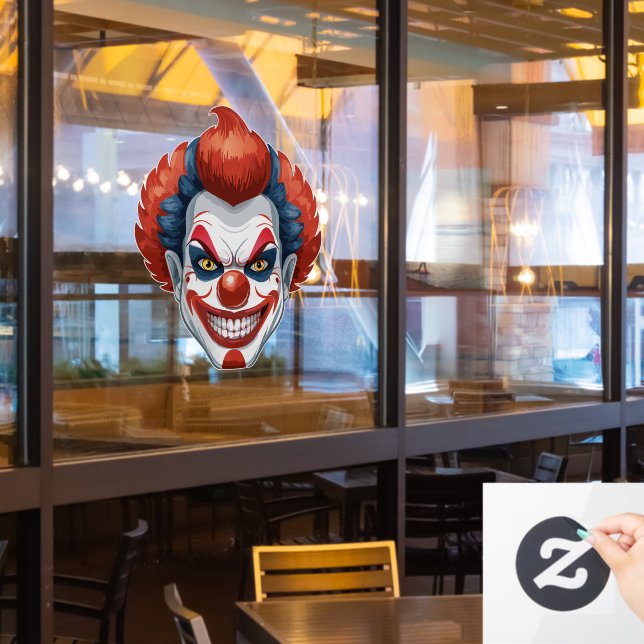 Autocollant Pour Fenêtre Halloween du Carnaval de Clown déplaisant (Fenêtre du restaurant)