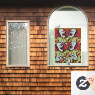 Autocollant Pour Fenêtre Halloween Éffrayant Moody Colorful Clown