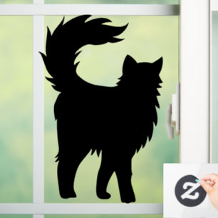 Autocollant Pour Fenêtre Halloween Fluffy effrayant Chat noir