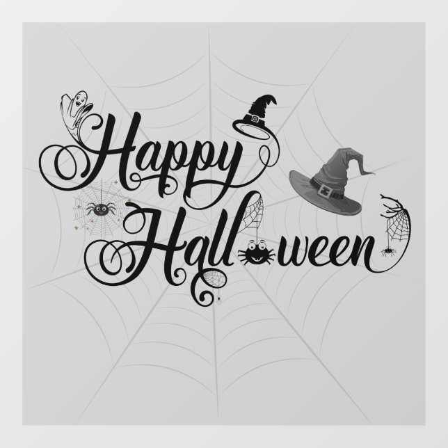 Autocollant Pour Fenêtre Halloween Happy Whacky Avec Webs (Feuille)