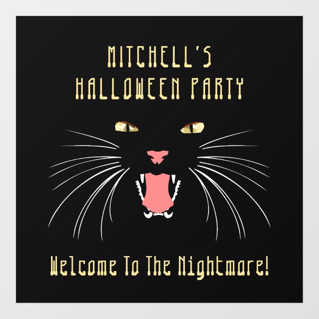 Autocollant Pour Fenêtre Halloween Party Chat noir baiser (Feuille)