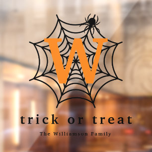 Autocollant Pour Fenêtre Halloween Spider Web Trump ou Treat Monogram