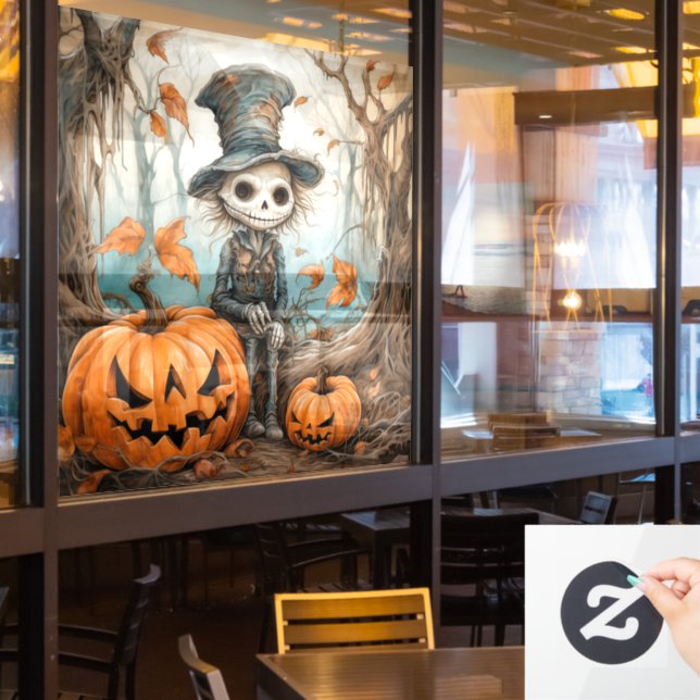 Autocollant Pour Fenêtre Halloween Squelette Clouer la fenêtre (Fenêtre du restaurant)