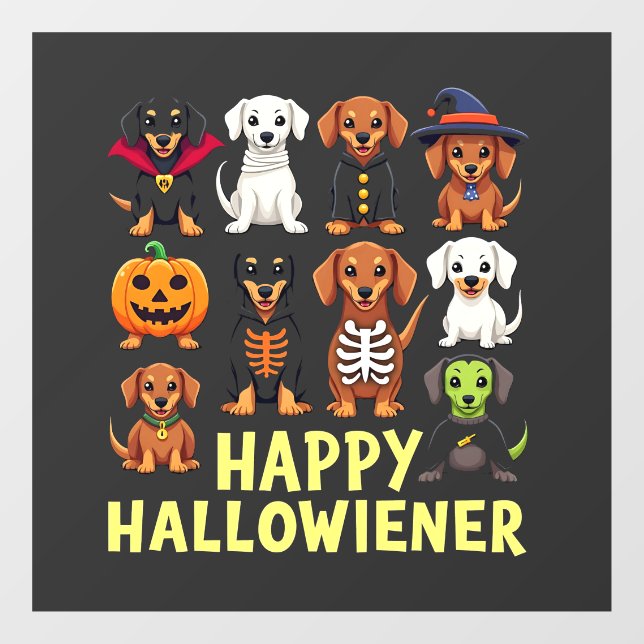 Autocollant Pour Fenêtre Hallowiener Éffrayant Halloween Chien Weiner (Feuille)