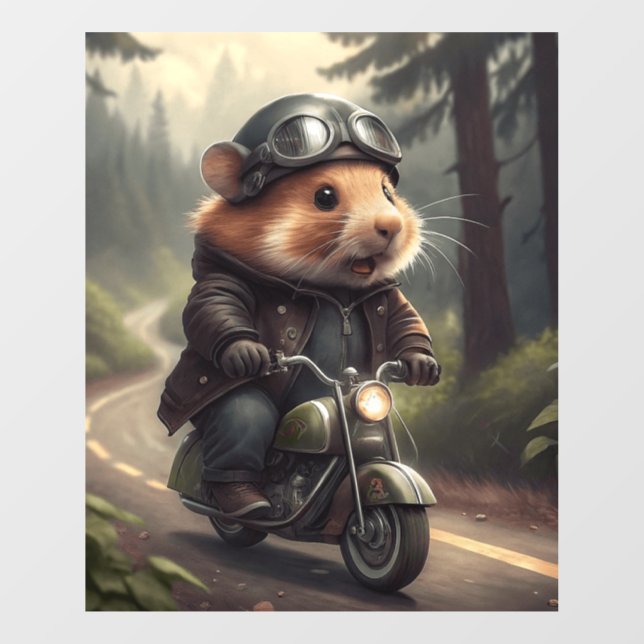 Autocollant Pour Fenêtre Hamster Biker (Feuille)