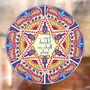 Autocollant Pour Fenêtre Hanoukka Dreidel Nous Jouerons Clic Fenêtre