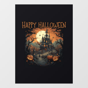 Autocollant Pour Fenêtre HAPPY HALLOWEEN, castel, citrouille