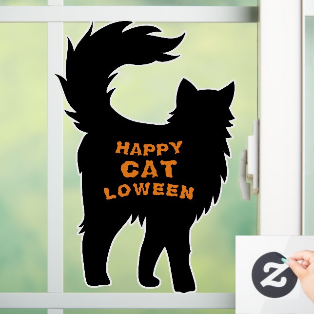 Autocollant Pour Fenêtre Happy Halloween Chat noir Catloween (Maison)