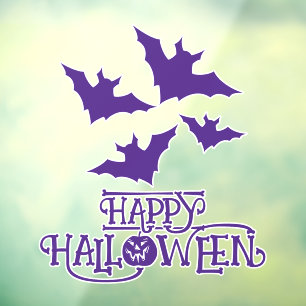 Autocollant Pour Fenêtre Happy Halloween chauves-souris violet cool éffraya
