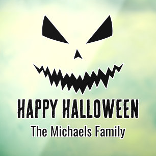 Autocollant Pour Fenêtre Happy Halloween Jack O'Lantern Nom de famille citr
