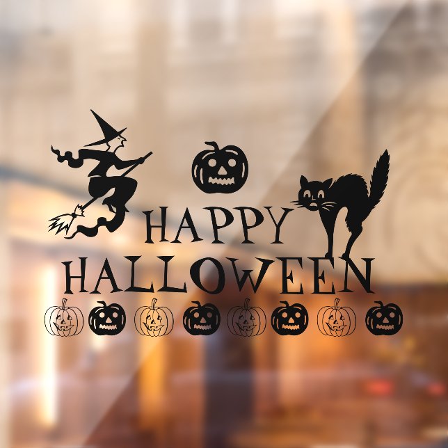 Autocollant Pour Fenêtre Happy Halloween noir éffrayant décor mignon Maison (Feuille 2)