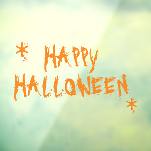 Autocollant Pour Fenêtre Happy Halloween orange effrayant typographie éffra