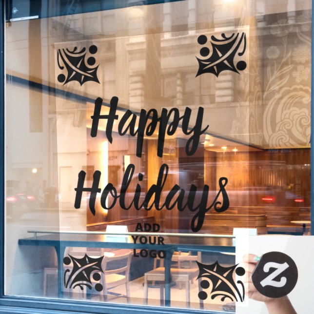 Autocollant Pour Fenêtre Happy Holidays Business Logo Personnalisé (Fenêtre de café)