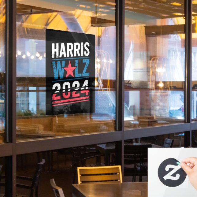 Autocollant Pour Fenêtre Harris Waltz 2024 Election Kamala Harris Tim Waltz (Fenêtre du restaurant)