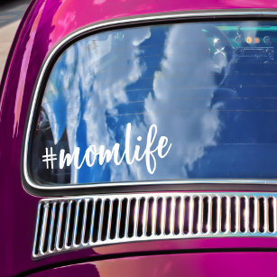 Autocollant Pour Fenêtre Hashtag #Momlife Calligraphie blanche Voiture de m